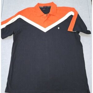 Marc Ecko Polo Shirt Men's XL  Embroidered Logo Y2K Orange & Navy
